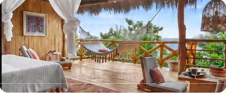 Open-air Xinalani room with a hammock and ocean view